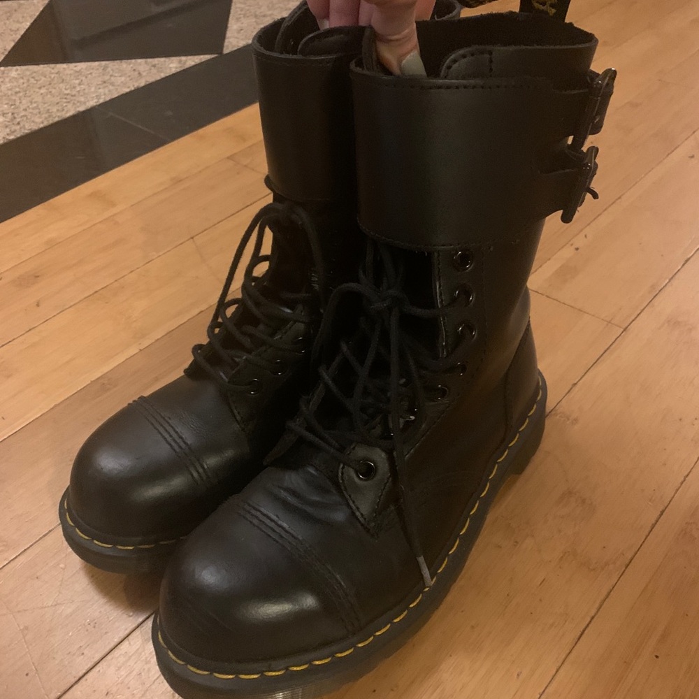 Dr Martens Caden Steel Toe Combat Boots US 8 in Black Rare